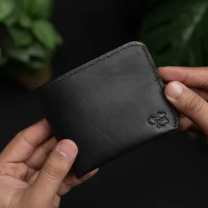 No. 121 Bifold Money Clip Leather Wallet Black